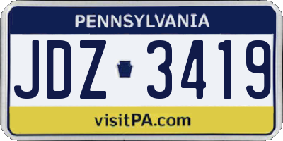 PA license plate JDZ3419
