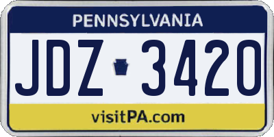 PA license plate JDZ3420
