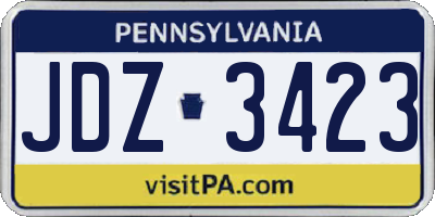 PA license plate JDZ3423