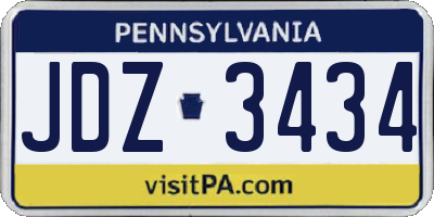 PA license plate JDZ3434