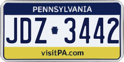 PA license plate JDZ3442