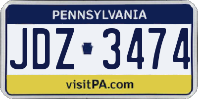 PA license plate JDZ3474