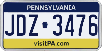 PA license plate JDZ3476