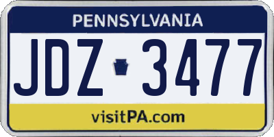PA license plate JDZ3477