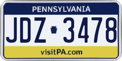 PA license plate JDZ3478