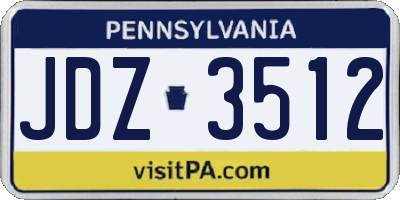 PA license plate JDZ3512