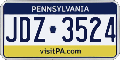 PA license plate JDZ3524
