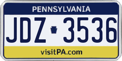 PA license plate JDZ3536