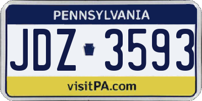 PA license plate JDZ3593