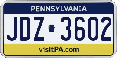 PA license plate JDZ3602