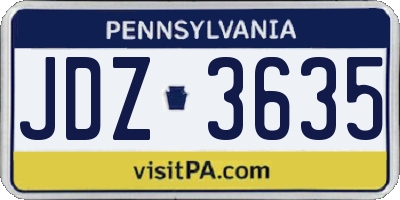 PA license plate JDZ3635