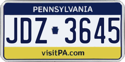 PA license plate JDZ3645