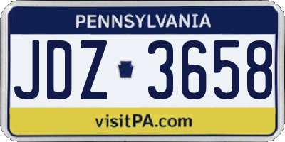 PA license plate JDZ3658