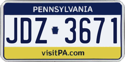 PA license plate JDZ3671