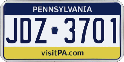 PA license plate JDZ3701