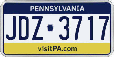 PA license plate JDZ3717