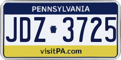 PA license plate JDZ3725