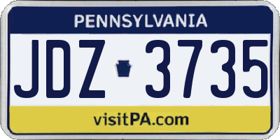 PA license plate JDZ3735