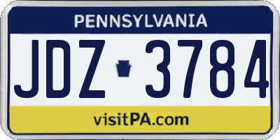 PA license plate JDZ3784