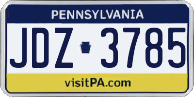 PA license plate JDZ3785