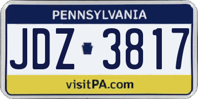 PA license plate JDZ3817