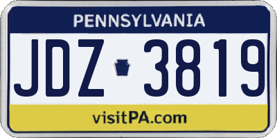 PA license plate JDZ3819