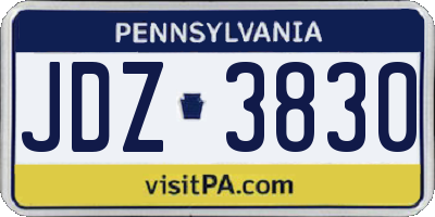PA license plate JDZ3830
