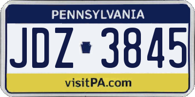 PA license plate JDZ3845
