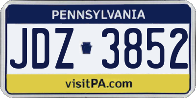 PA license plate JDZ3852