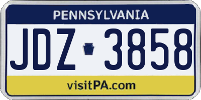 PA license plate JDZ3858