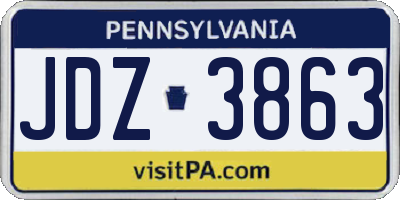 PA license plate JDZ3863