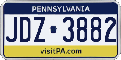 PA license plate JDZ3882