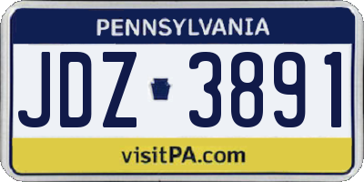 PA license plate JDZ3891