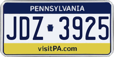 PA license plate JDZ3925