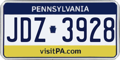 PA license plate JDZ3928