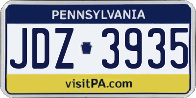 PA license plate JDZ3935