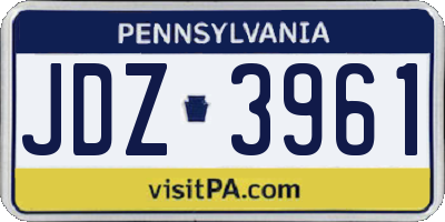 PA license plate JDZ3961