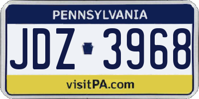 PA license plate JDZ3968
