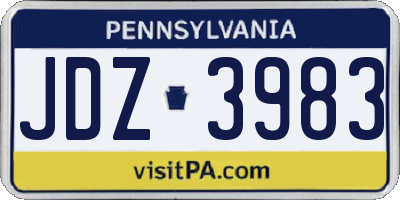 PA license plate JDZ3983