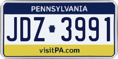 PA license plate JDZ3991
