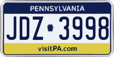 PA license plate JDZ3998