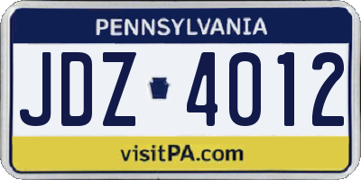 PA license plate JDZ4012