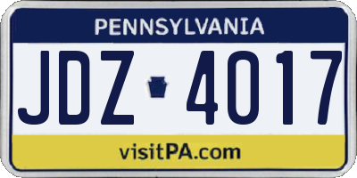 PA license plate JDZ4017