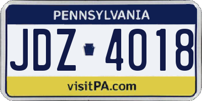 PA license plate JDZ4018