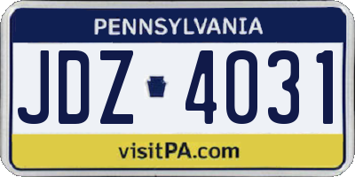 PA license plate JDZ4031