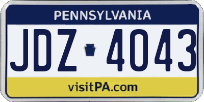 PA license plate JDZ4043