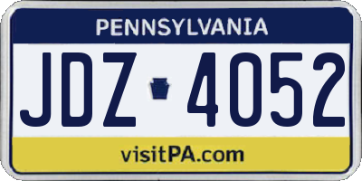PA license plate JDZ4052