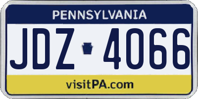 PA license plate JDZ4066
