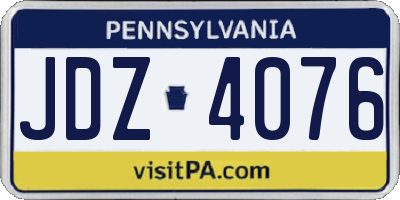 PA license plate JDZ4076