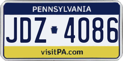 PA license plate JDZ4086